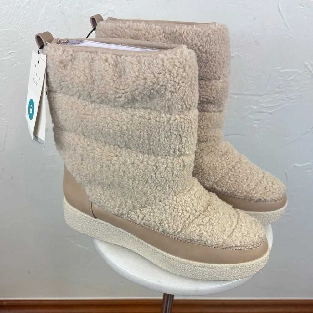 A NEW DAY Faux Fur Winter Boot Shoe Sherpa Chunky‎ Ski Bunny Snow Women NEW 8